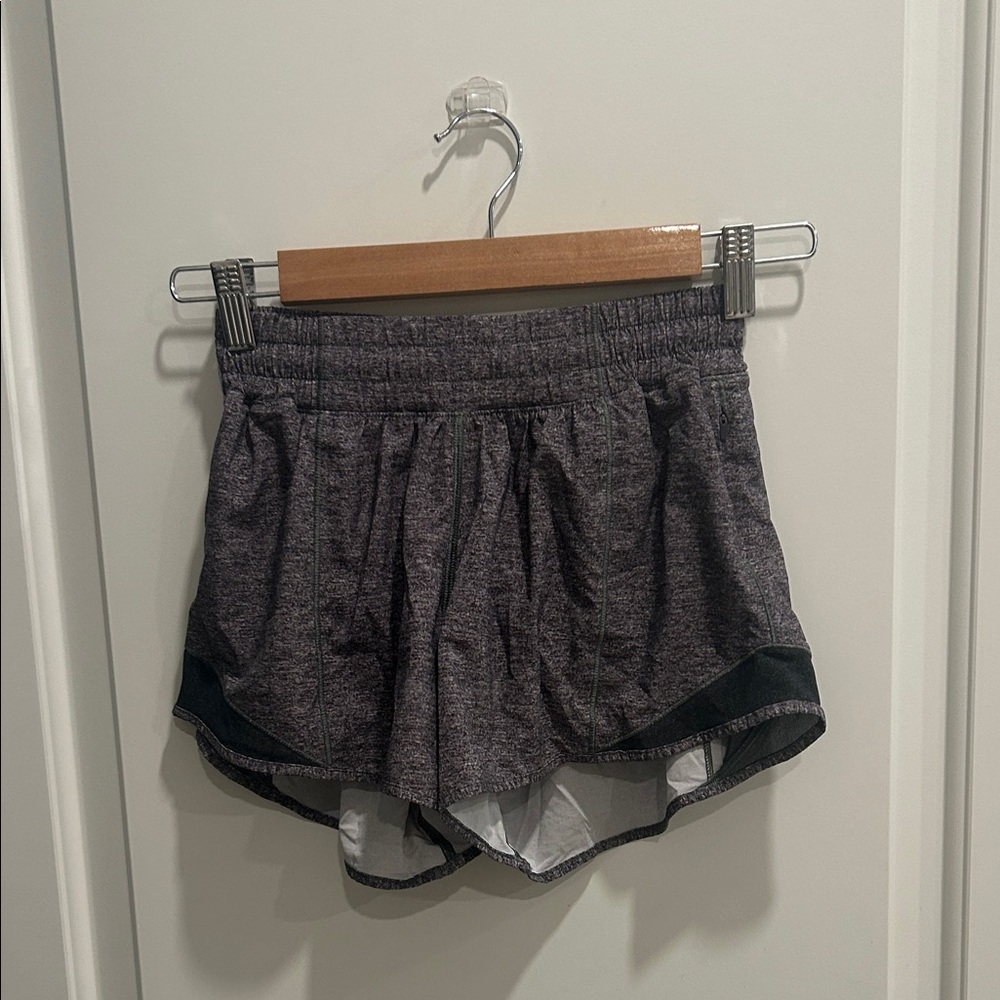 lululemon Limited Edition Heather Gray Hotty-Hots Lined Shorts 4”